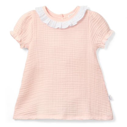 Paty Organic Cotton Muslin Dress with Ruffle Collar