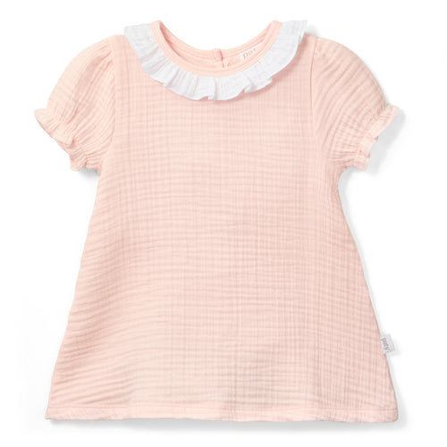 Paty Organic Cotton Muslin Dress with Ruffle Collar