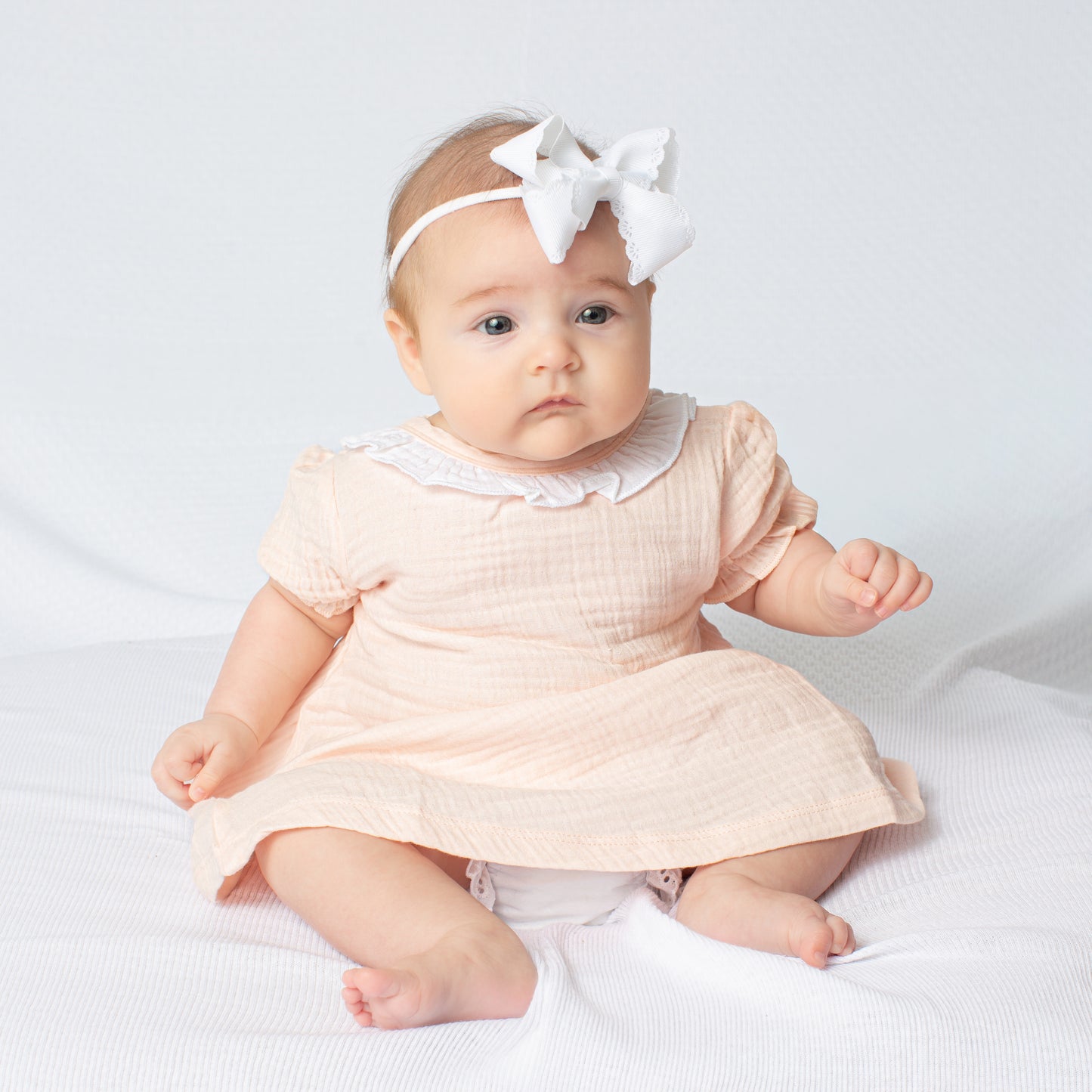 Paty Organic Cotton Muslin Dress with Ruffle Collar
