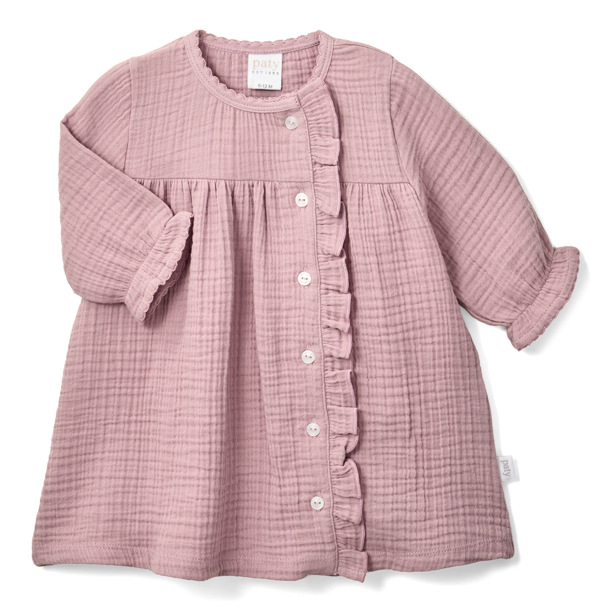 Paty Organic Cotton Baby Girl Tunic Dress with Ruffle Trim