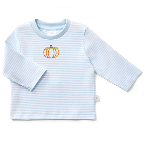 Paty Organic Cotton Long Sleeve Striped Pumpkin Embroidery T-Shirt