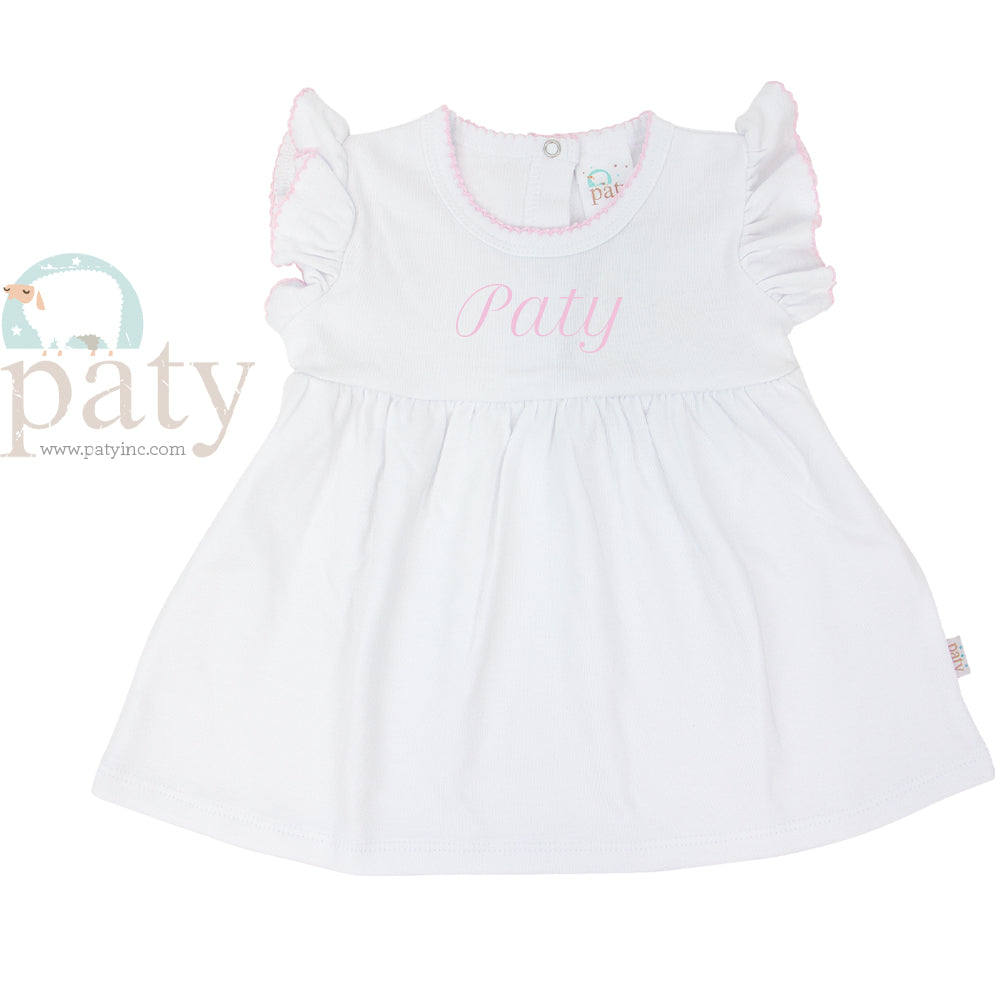 Monogrammed Paty Pima White Dress