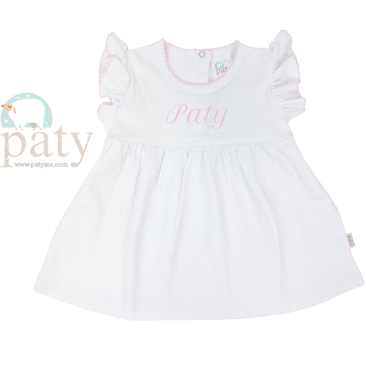 Monogrammed Paty Pima White Dress
