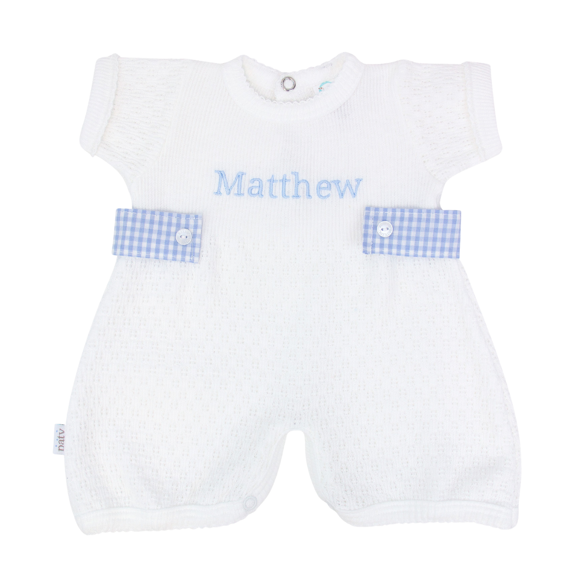 Paty Knit Monogrammed Bubble, Gingham Side Tabs #MG162GHM