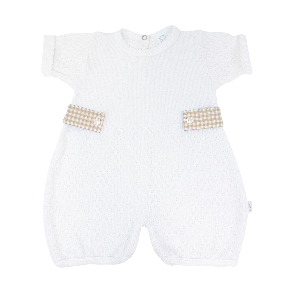 Paty Knit Monogrammed Bubble, Gingham Side Tabs #MG162GHM