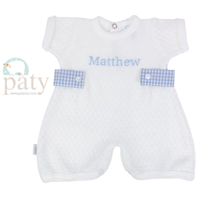 Monogrammed White Bubble w/ Gingham Side Tabs #MG162GHM