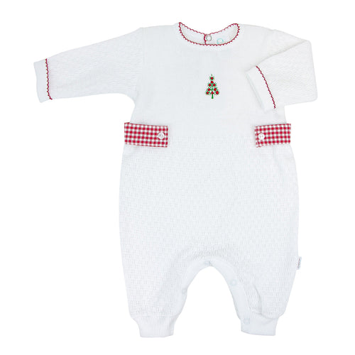 Knit Romper w/ Side tabs & Christmas Tree Embroidery #MG166GHT-R