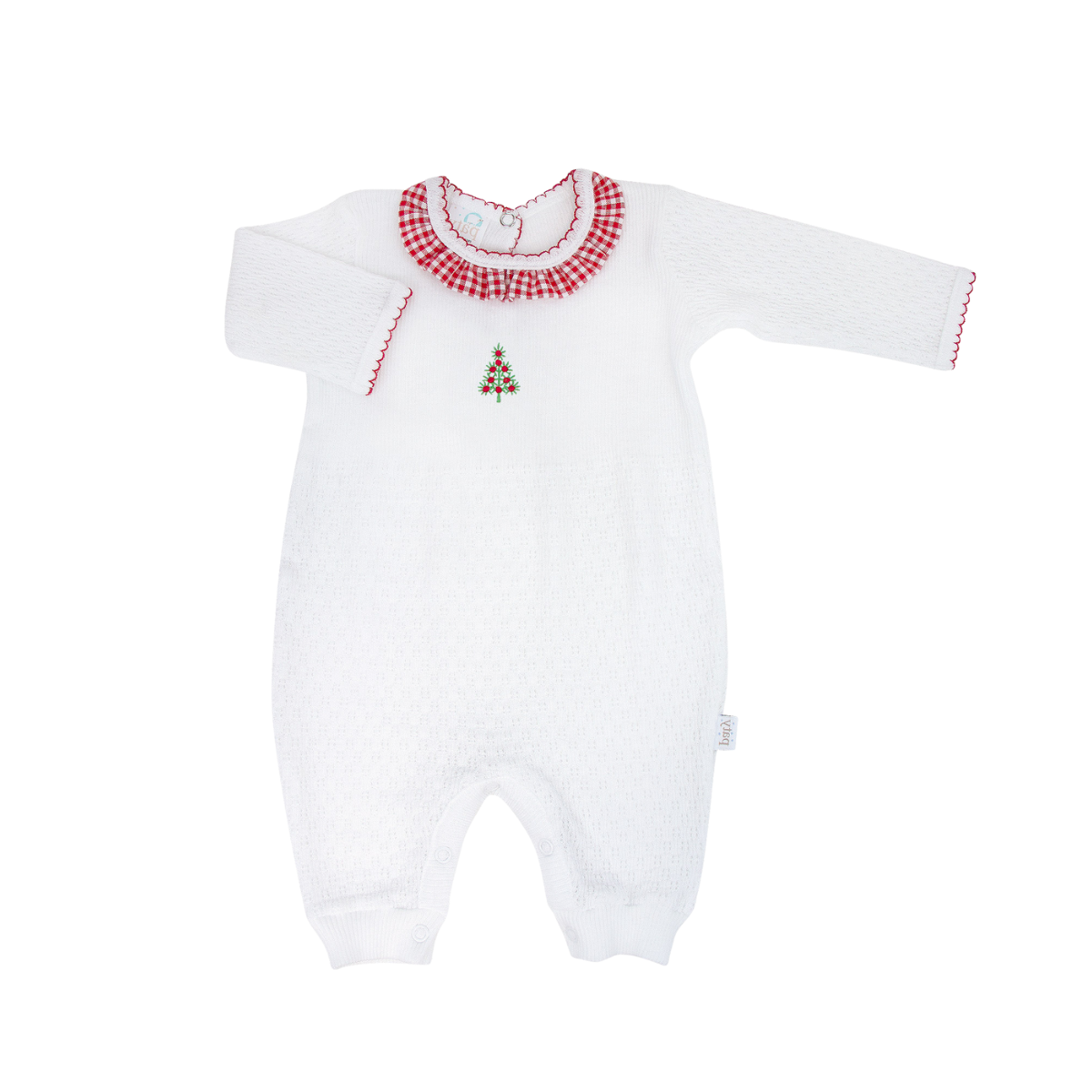 LS Knit Romper w/ Ruffle & Christmas Tree Embroidery #MG187GHT