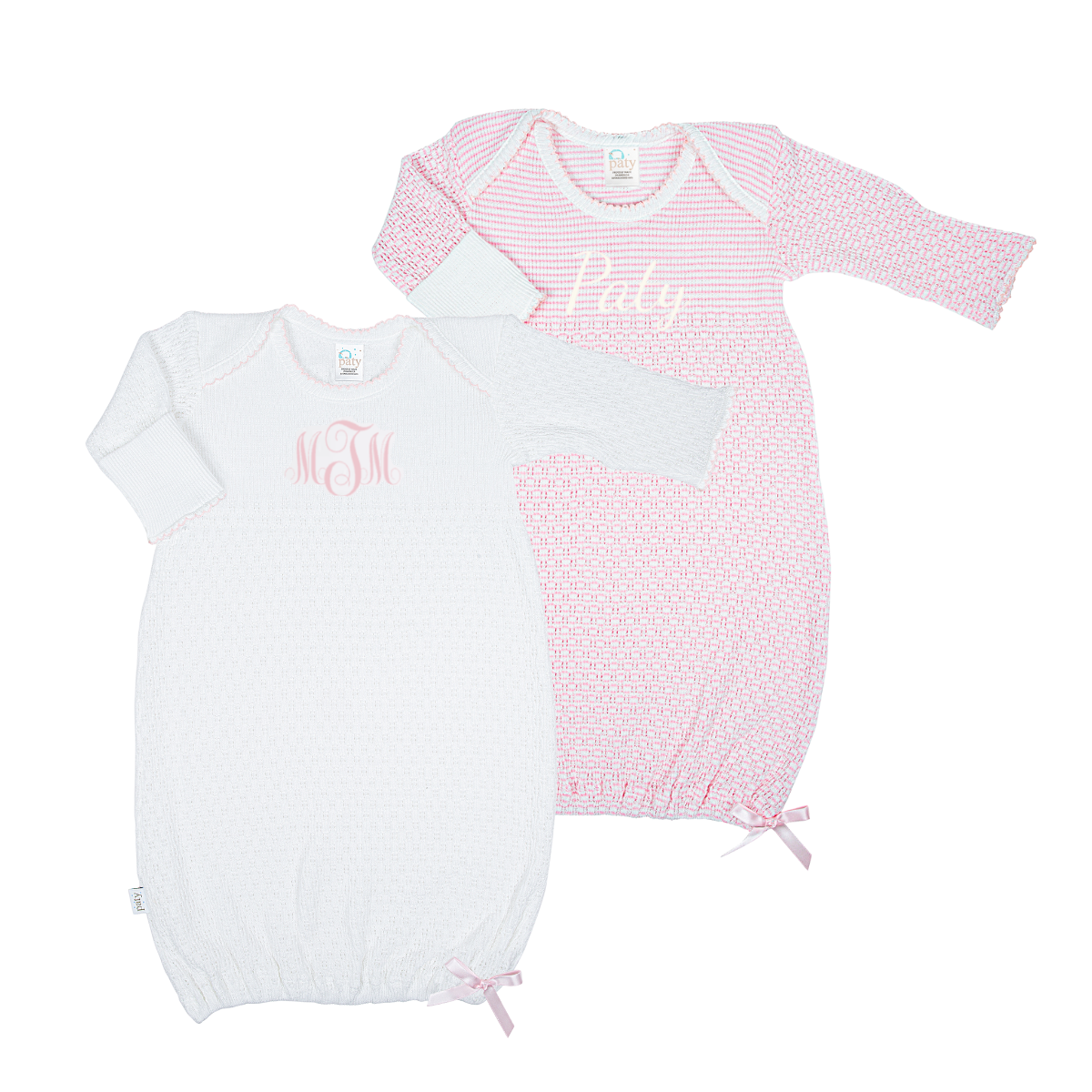 Paty Knit, Monogrammed, Overlap Shoulder Gown