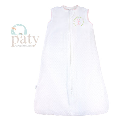 Monogrammed White Paty Sacque with Floral #MGB113