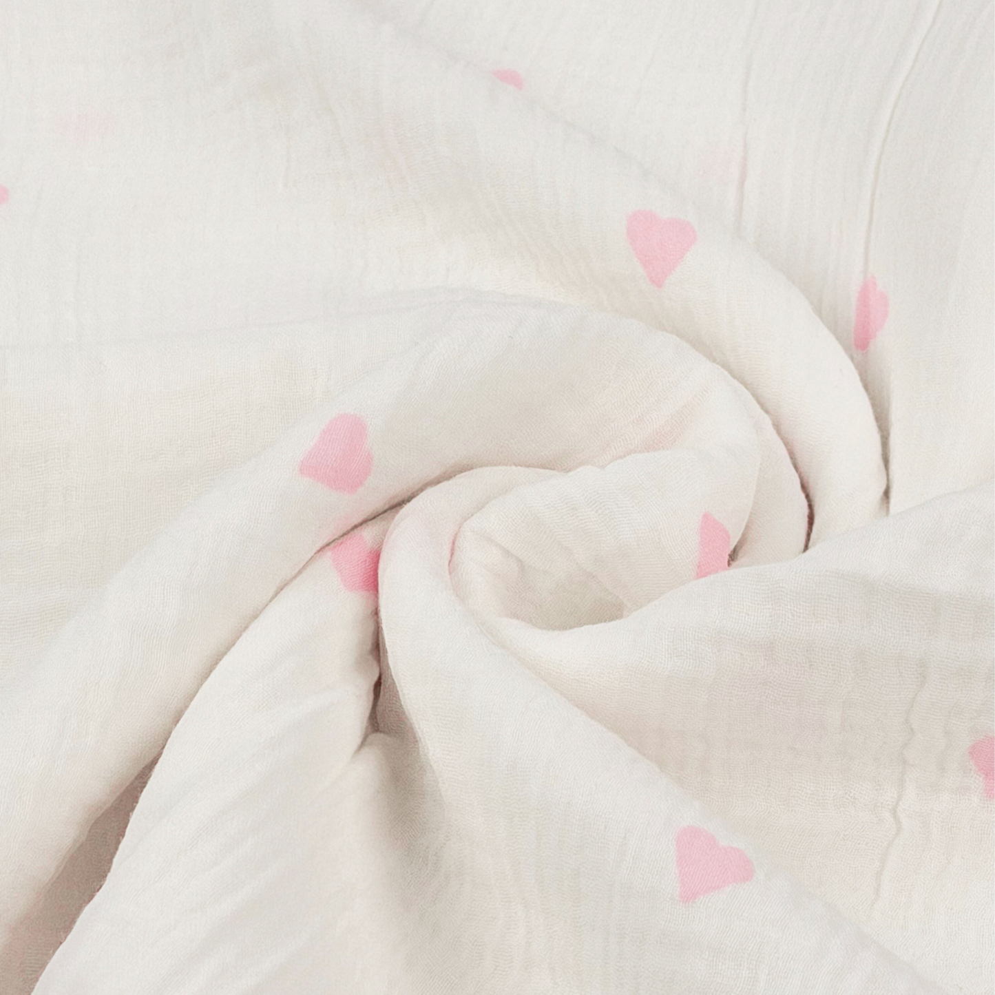 Pink Heart Muslin Swaddle Blanket (Fall Holiday Collection 2025)