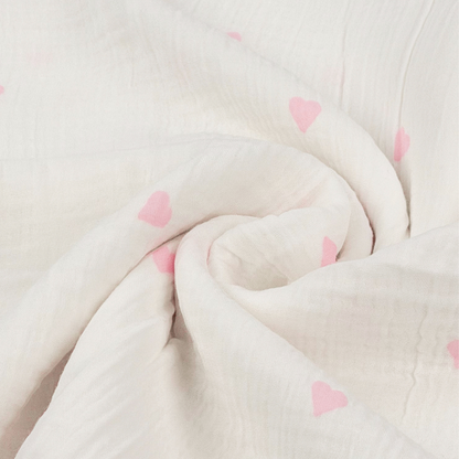 Pink Heart Muslin Swaddle Blanket (Fall Holiday Collection 2025)