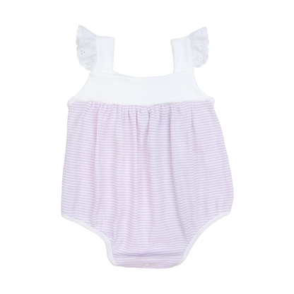 Paty Rib Knit Girls Sunsuit with Eyelet Trim