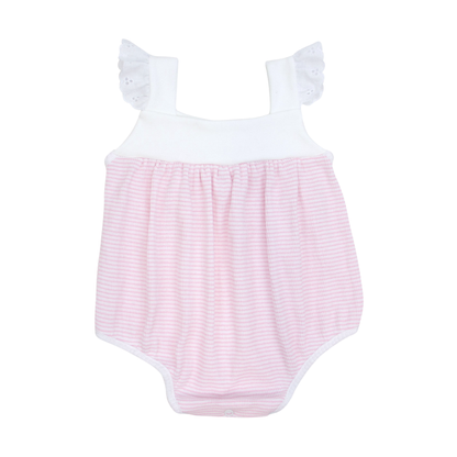 Paty Rib Knit Girls Sunsuit with Eyelet Trim