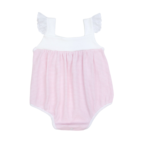 Rib Knit Girls Sunsuit with Eyelet Trim #RB150