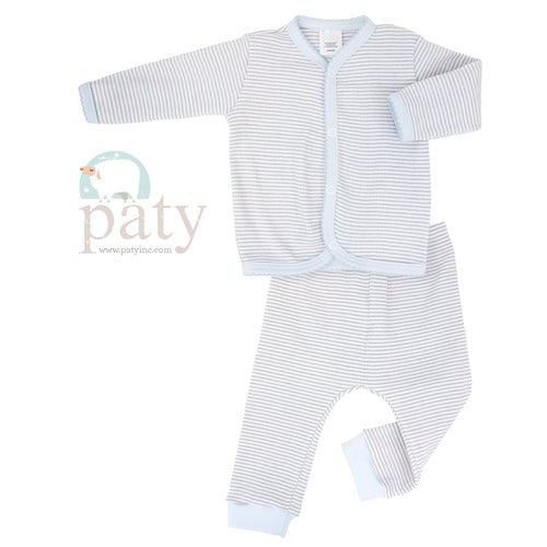 2 PC Set, Rib Knit Top w/ Snaps & Long Pants #RB1506