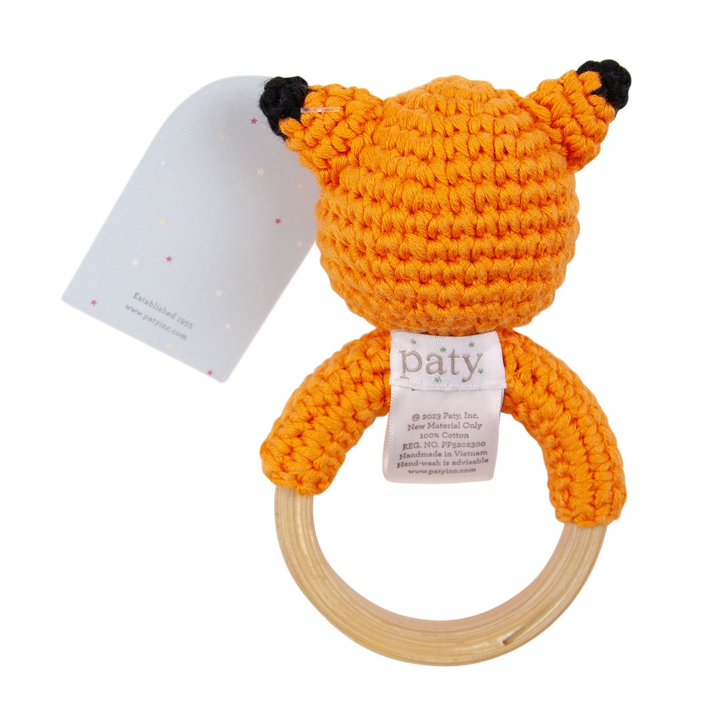 6" Paty Pal Rattle, Crocheted Fox