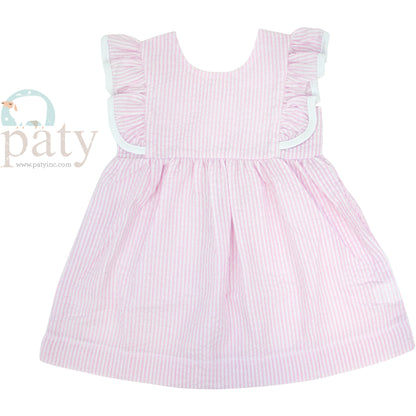 Seersucker Ruffle Dress w/ Pima Trim