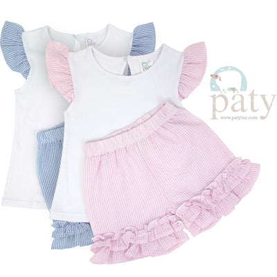 Seersucker Girls 2 PC Set w/ Ruffle Shorts