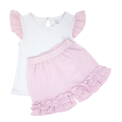 Seersucker Girls 2 PC Set w/ Ruffle Shorts