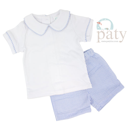 Seersucker Boys 2 PC Set, Cotton Classic Top w/ Matching Shorts