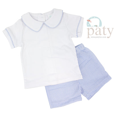 Seersucker Boys 2 PC Set, Cotton Classic Top w/ Matching Shorts