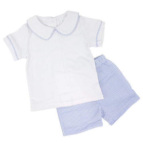 Seersucker Boys 2 PC Set, Cotton Classic Top w/ Matching Shorts