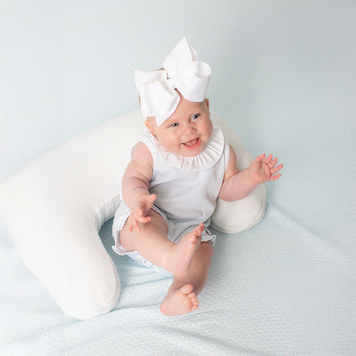 Paty Organic Cotton Striped Bubble with Ruffle Collar