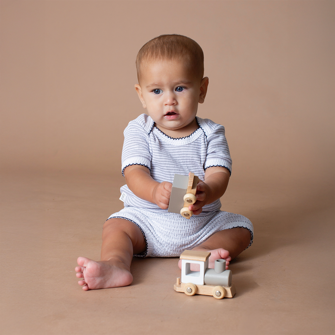 Paty Knit Overlap Shoulder Onesie (Short Sleeve) #247SS