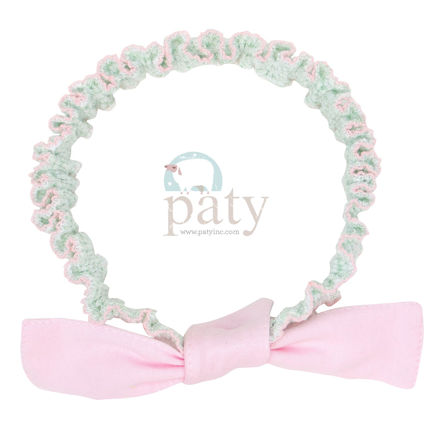 Mint Headband with Pink Ribbon #227M