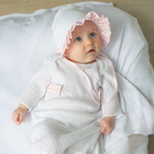 Paty Knit Bonnet with Gingham Ruffle