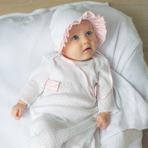 Overlap Shoulder Gown with Gingham Trim