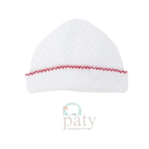 Saylor Beanie with Red Trim, No Bow
