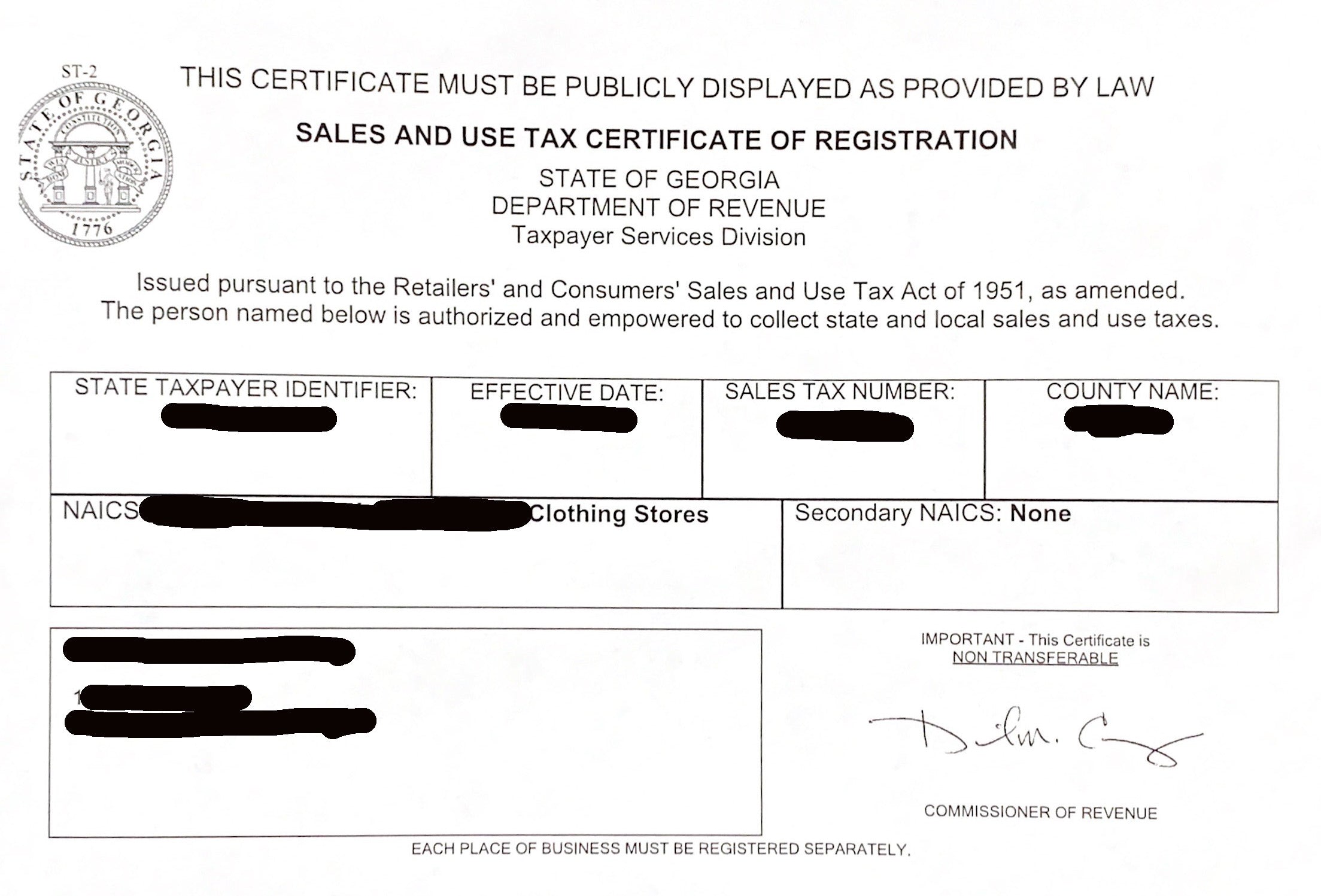 Resale Certificate Samples Paty Incorporated