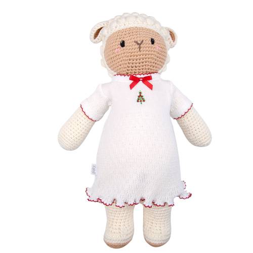 16" Paty Pal Large Crocheted Lamb, Dress w/Tree Emb.